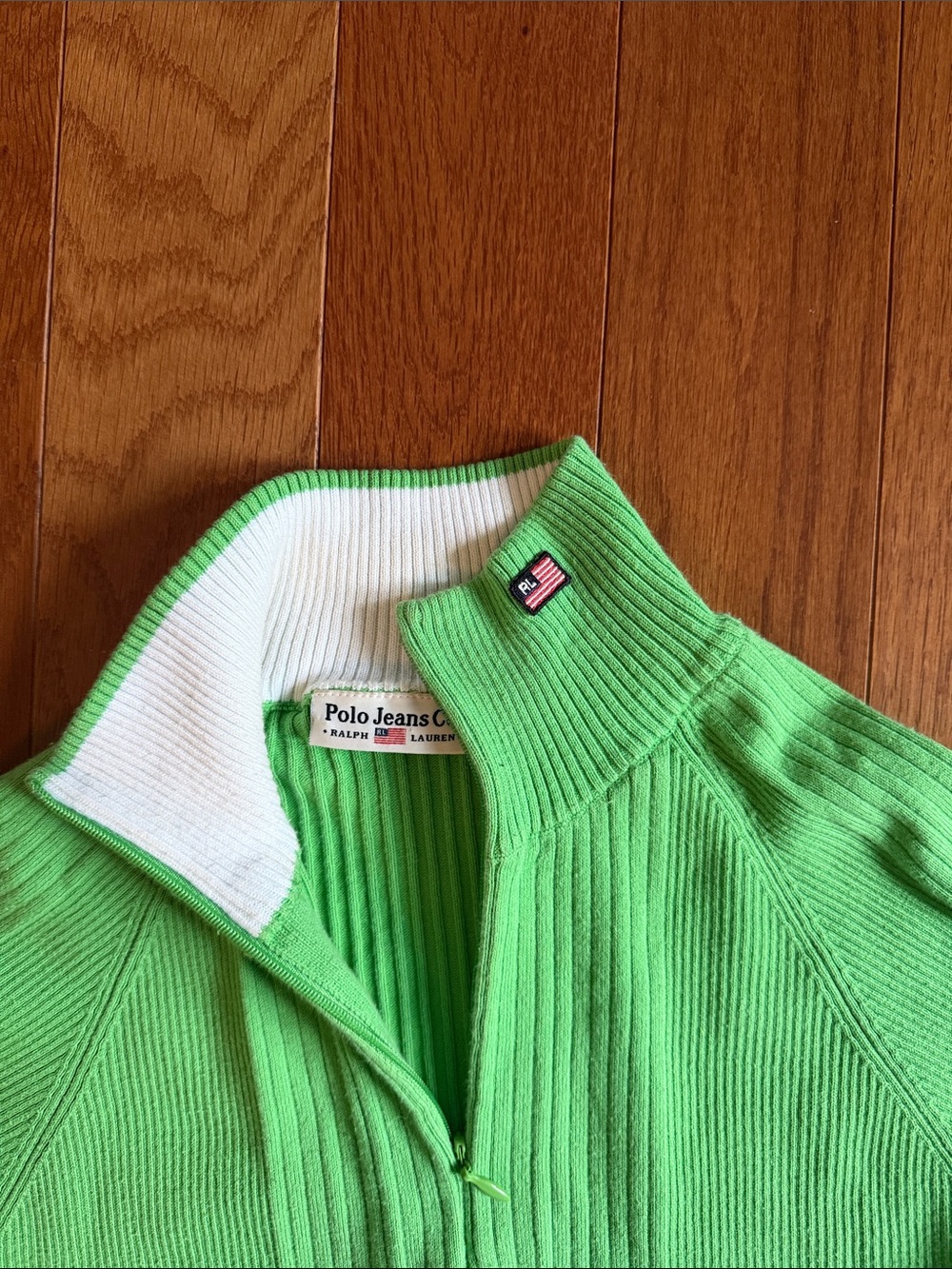 Vintage 1990’s  Polo Jeans Co. White lable women’s Ribbed Half-Zip Sweater -